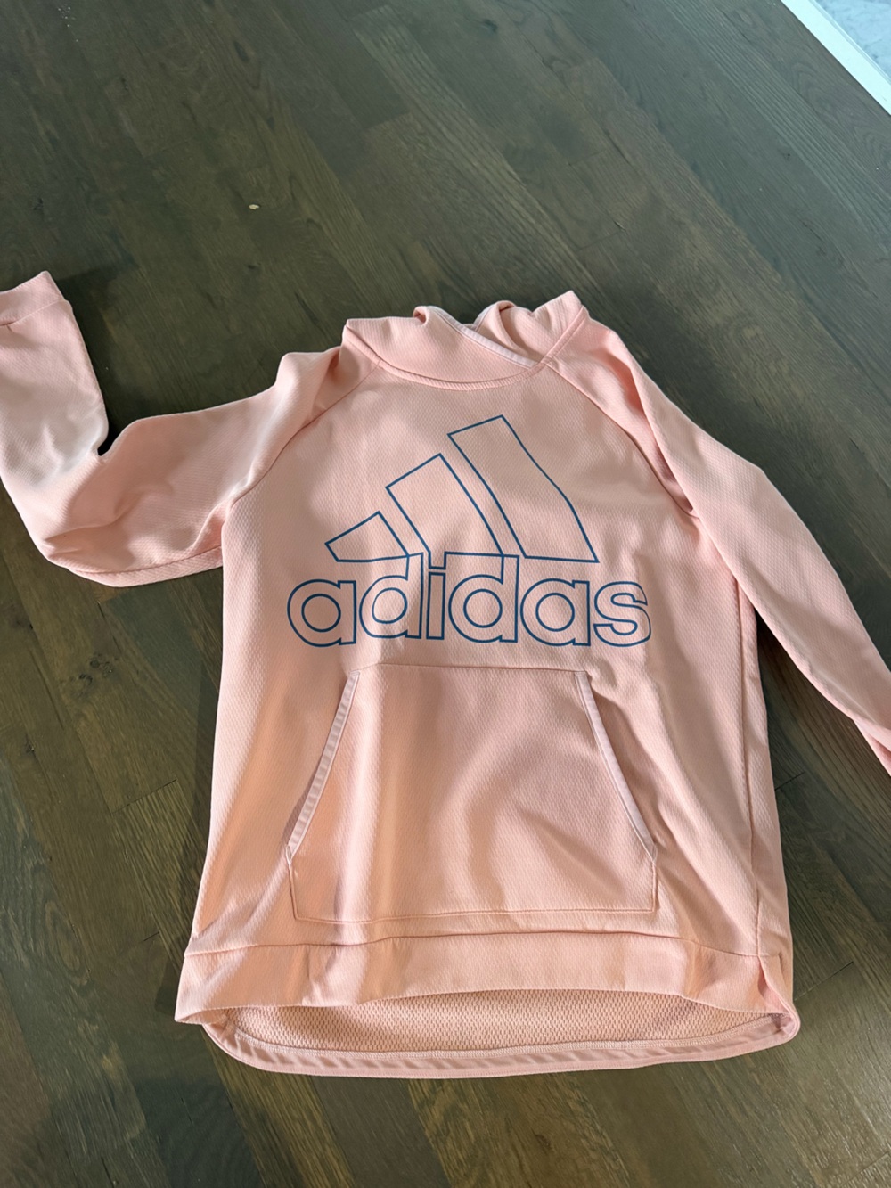 adidas Light Pink Hoodie with Navy Logo